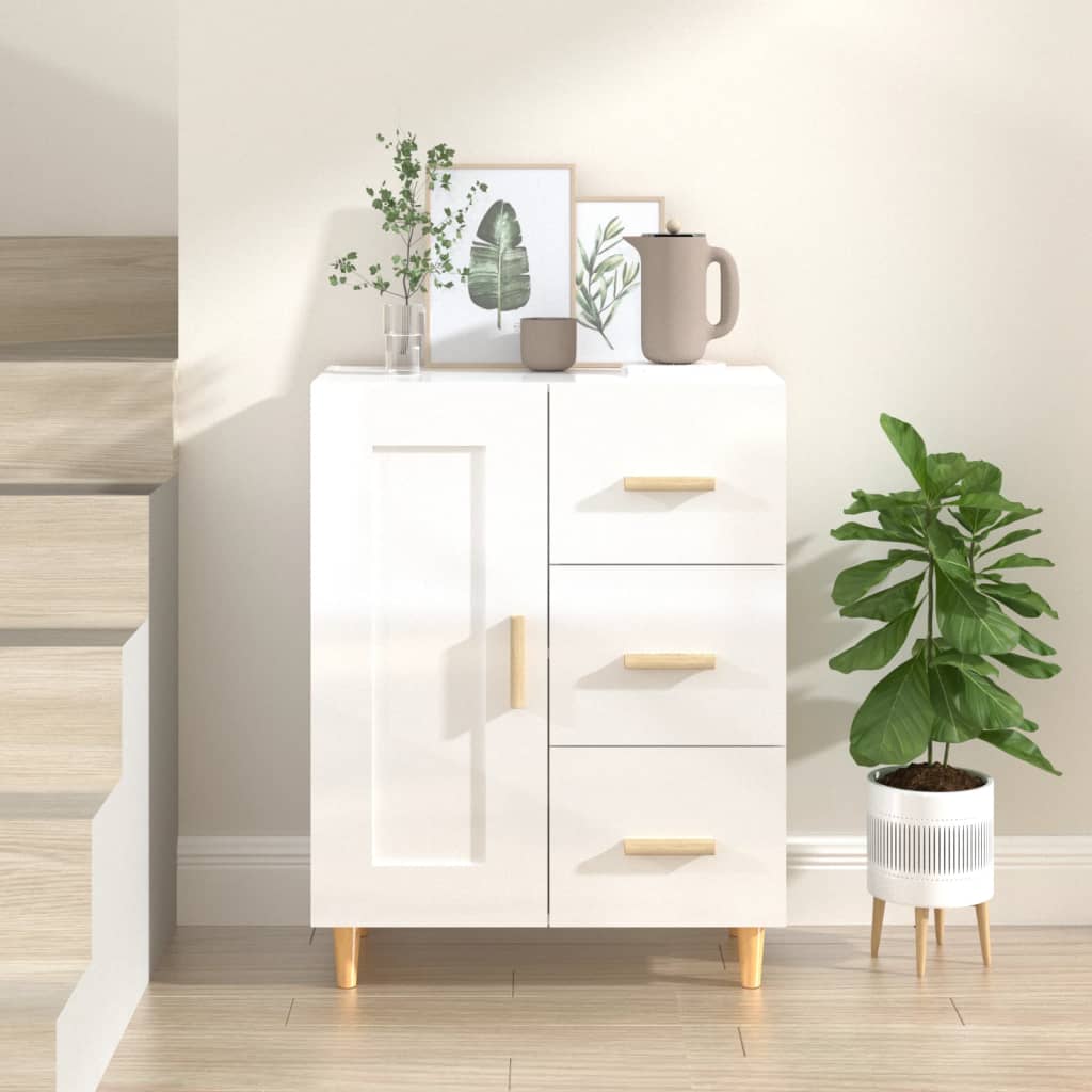Dressoir 69,5x34x90 cm bewerkt hout hoogglans wit is nu te koop bij PeponiXL, paradijselijk wonen!