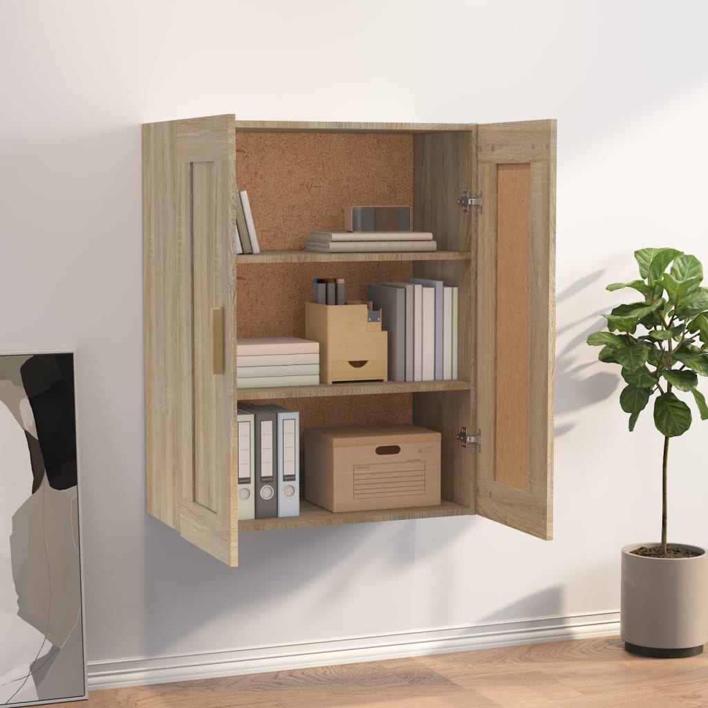 Wandkast 69,5x32,5x90 cm bewerkt hout sonoma eikenkleurig is nu te koop bij PeponiXL, paradijselijk wonen!