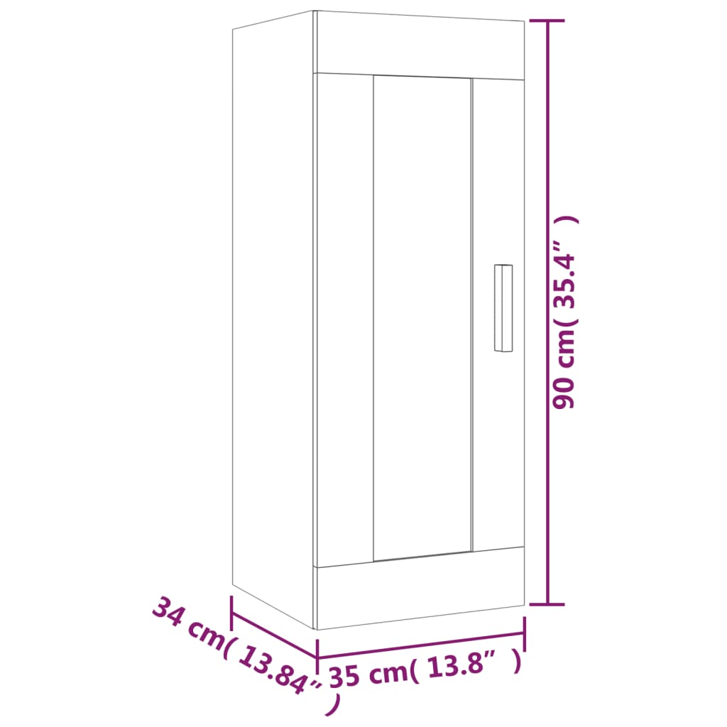 Wandkast 35x34x90 cm bewerkt hout wit