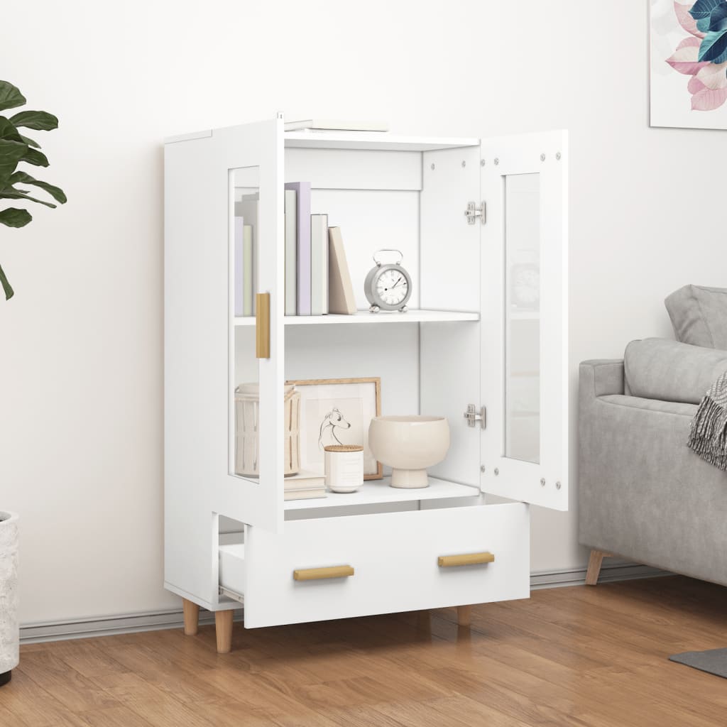 Hoge kast 70x31x115 cm bewerkt hout wit is nu te koop bij PeponiXL, paradijselijk wonen!