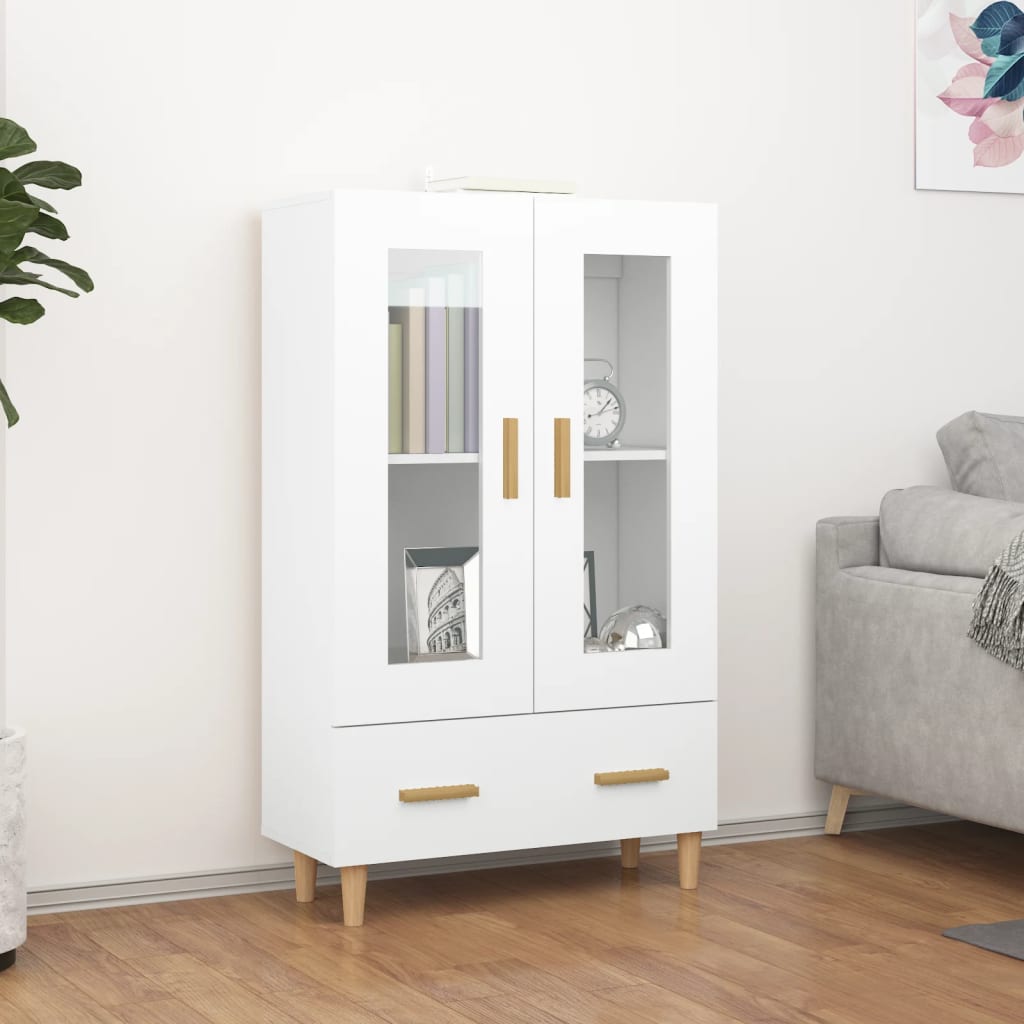 Hoge kast 70x31x115 cm bewerkt hout wit is nu te koop bij PeponiXL, paradijselijk wonen!