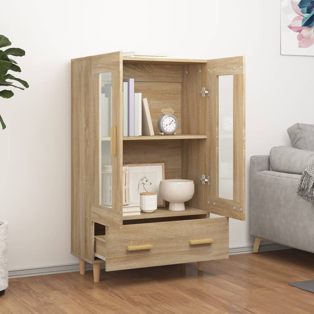 Hoge kast 70x31x115 cm bewerkt hout sonoma eikenkleurig is nu te koop bij PeponiXL, paradijselijk wonen!