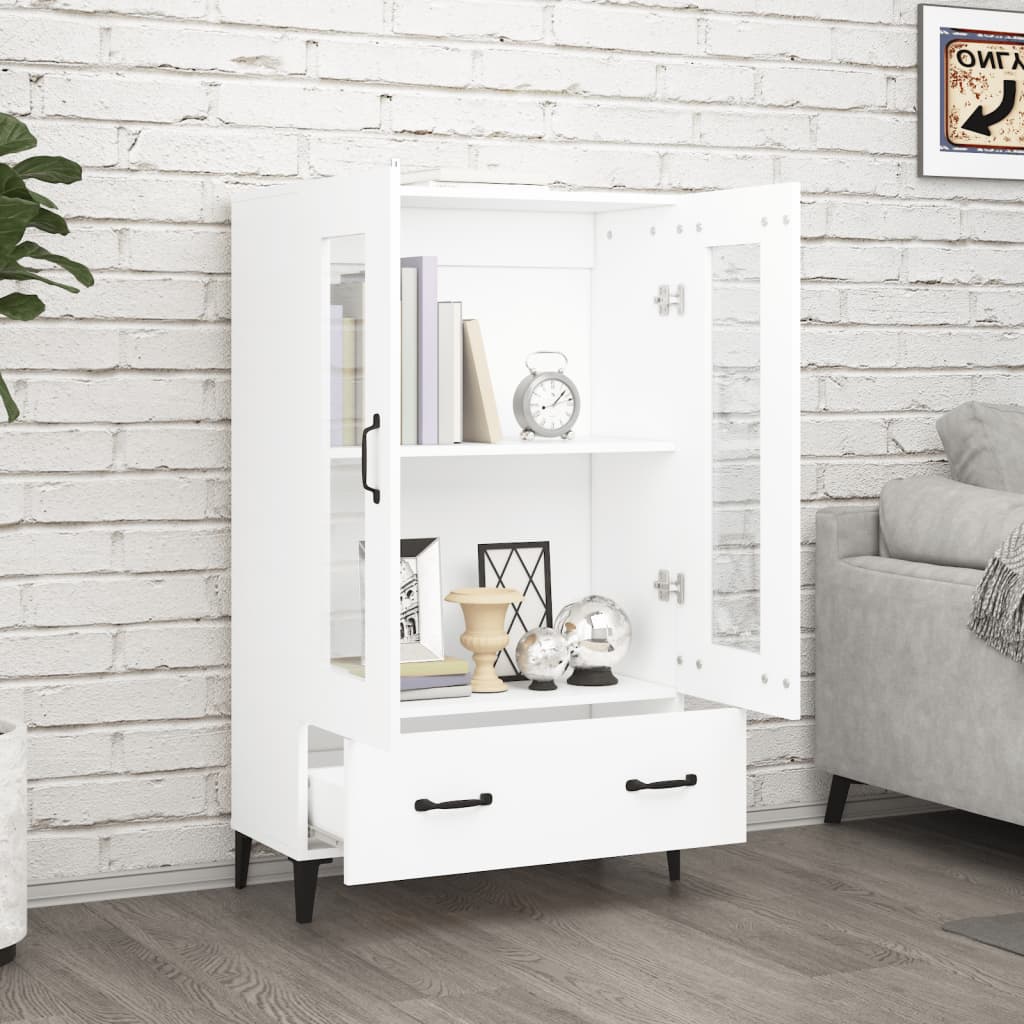 Hoge kast 70x31x115 cm bewerkt hout wit is nu te koop bij PeponiXL, paradijselijk wonen!