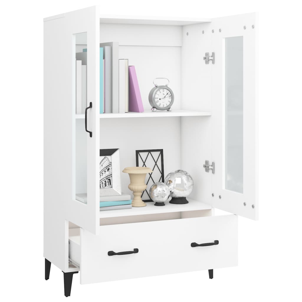 Hoge kast 70x31x115 cm bewerkt hout wit is nu te koop bij PeponiXL, paradijselijk wonen!