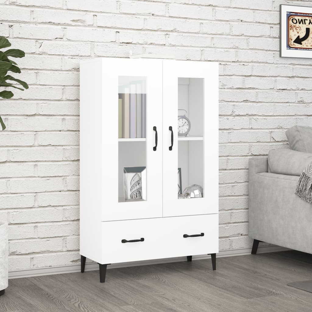 Hoge kast 70x31x115 cm bewerkt hout wit is nu te koop bij PeponiXL, paradijselijk wonen!