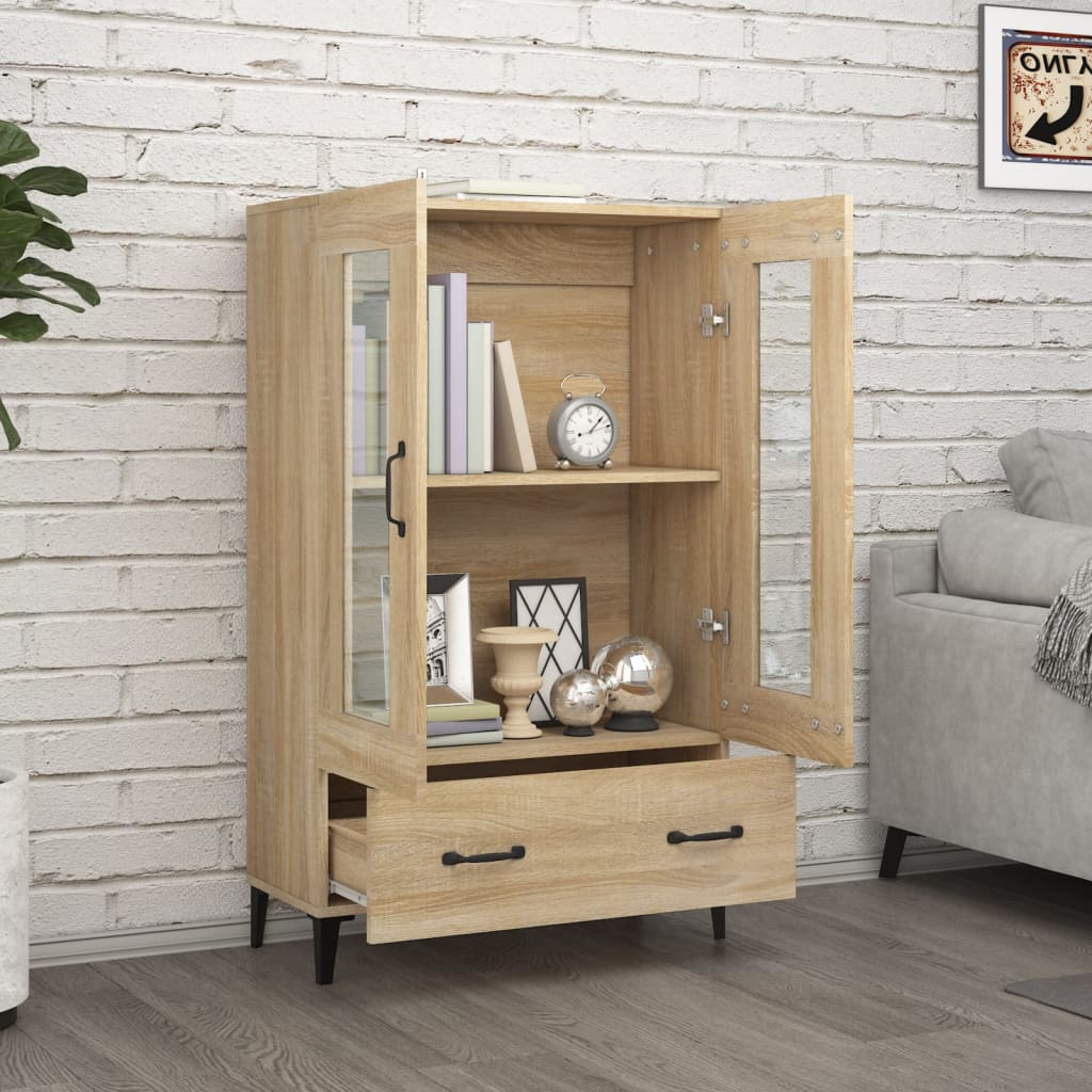 Hoge kast 70x31x115 cm bewerkt hout sonoma eikenkleurig is nu te koop bij PeponiXL, paradijselijk wonen!