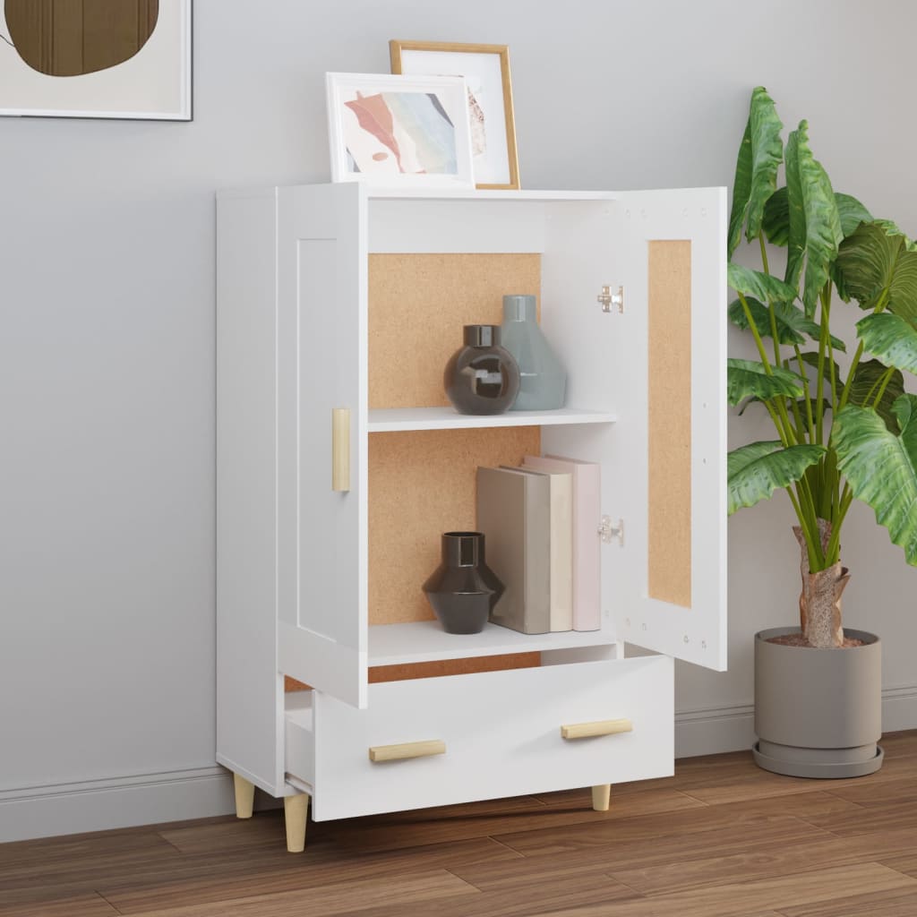 Hoge kast 70x31x115 cm bewerkt hout wit is nu te koop bij PeponiXL, paradijselijk wonen!