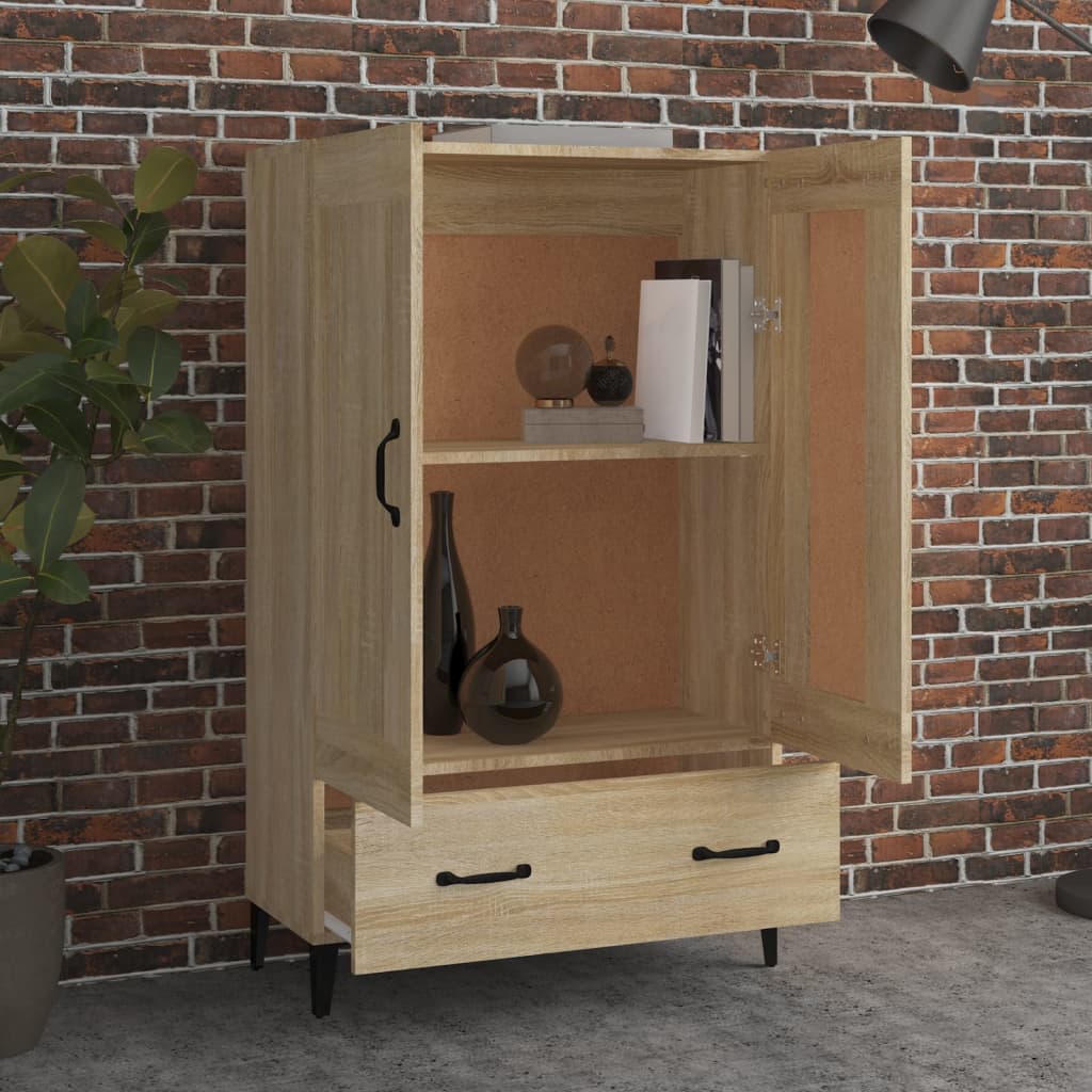 Hoge kast 70x31x115 cm bewerkt hout sonoma eikenkleurig is nu te koop bij PeponiXL, paradijselijk wonen!