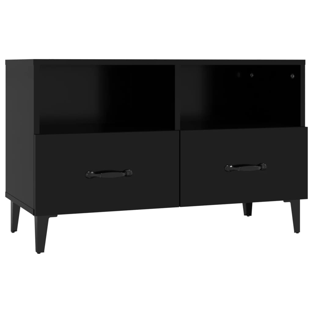 Tv-meubel 80x36x50 cm bewerkt hout zwart is nu te koop bij PeponiXL, paradijselijk wonen!
