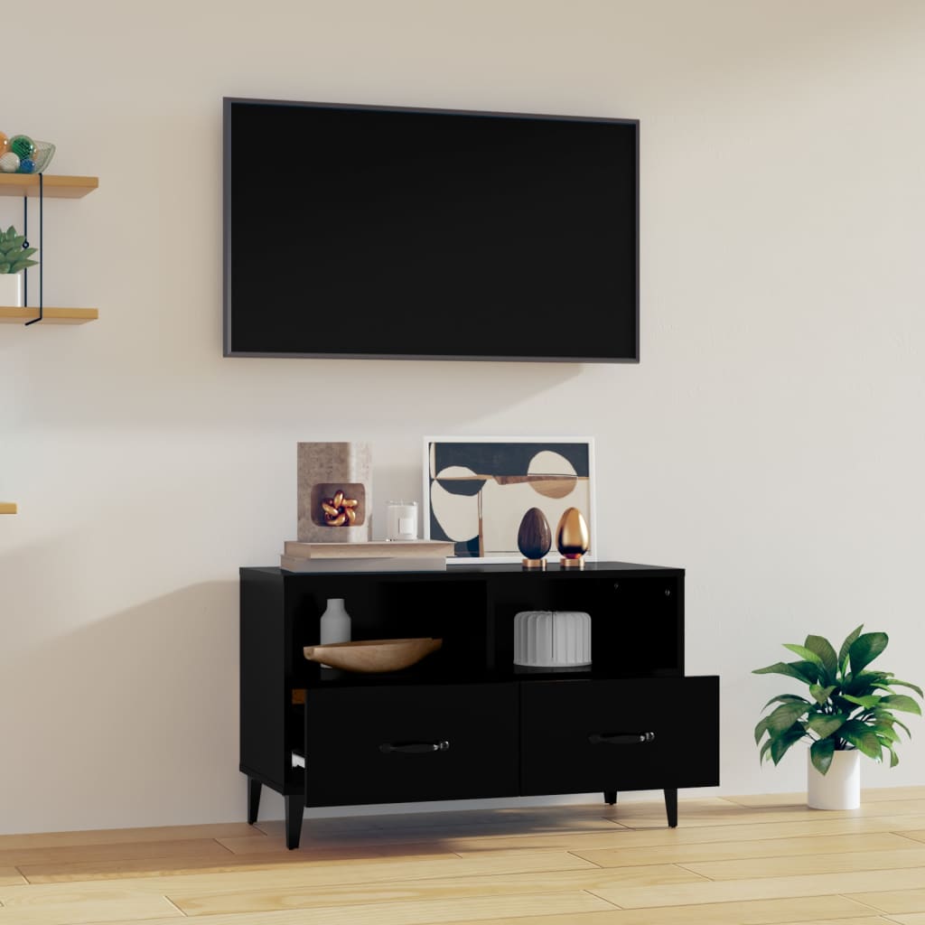 Tv-meubel 80x36x50 cm bewerkt hout zwart is nu te koop bij PeponiXL, paradijselijk wonen!