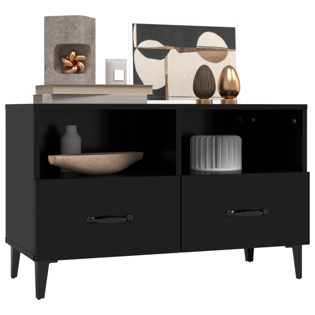 Tv-meubel 80x36x50 cm bewerkt hout zwart is nu te koop bij PeponiXL, paradijselijk wonen!