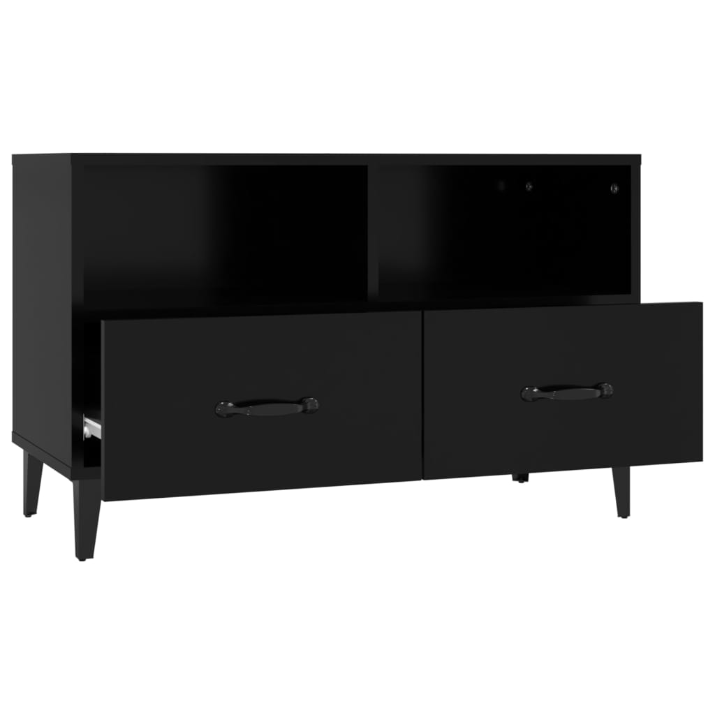 Tv-meubel 80x36x50 cm bewerkt hout zwart is nu te koop bij PeponiXL, paradijselijk wonen!