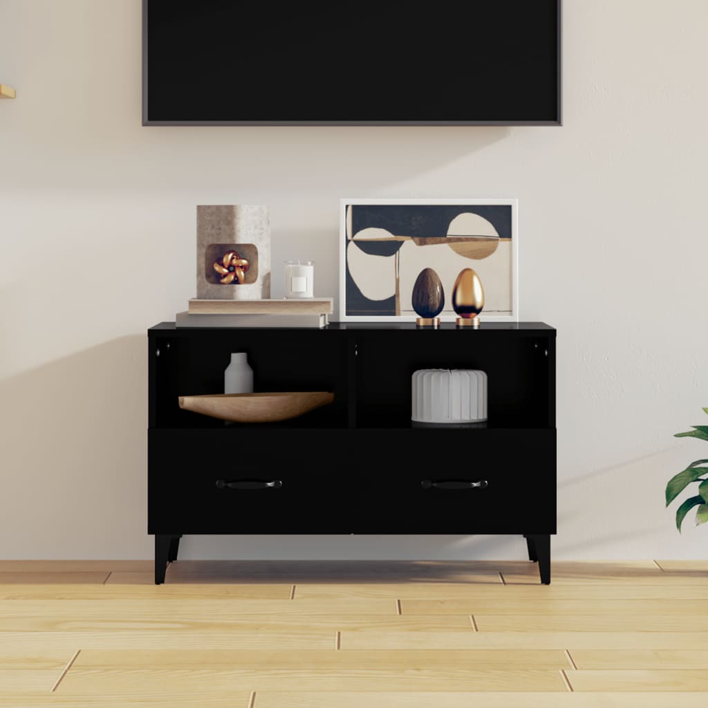 Tv-meubel 80x36x50 cm bewerkt hout zwart is nu te koop bij PeponiXL, paradijselijk wonen!