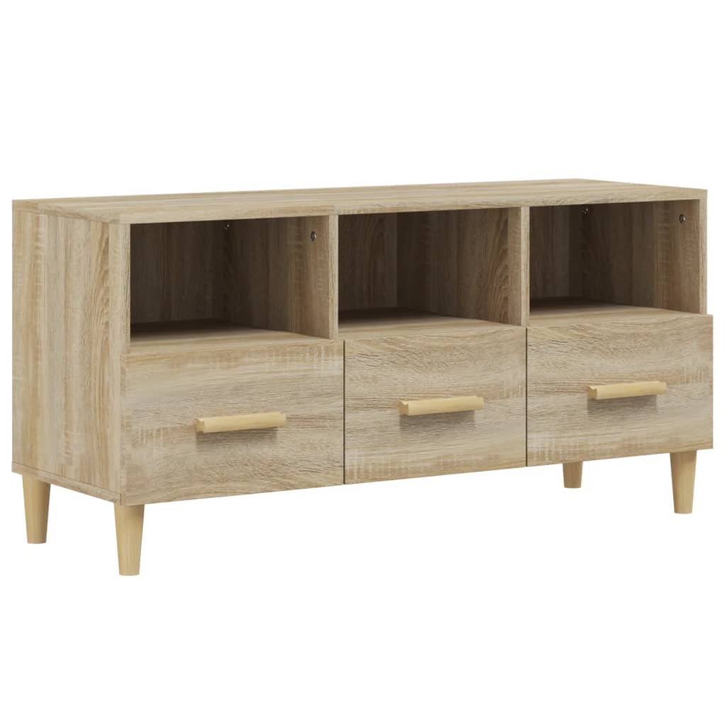Tv-meubel 102x36x50 cm bewerkt hout sonoma eikenkleurig is nu te koop bij PeponiXL, paradijselijk wonen!