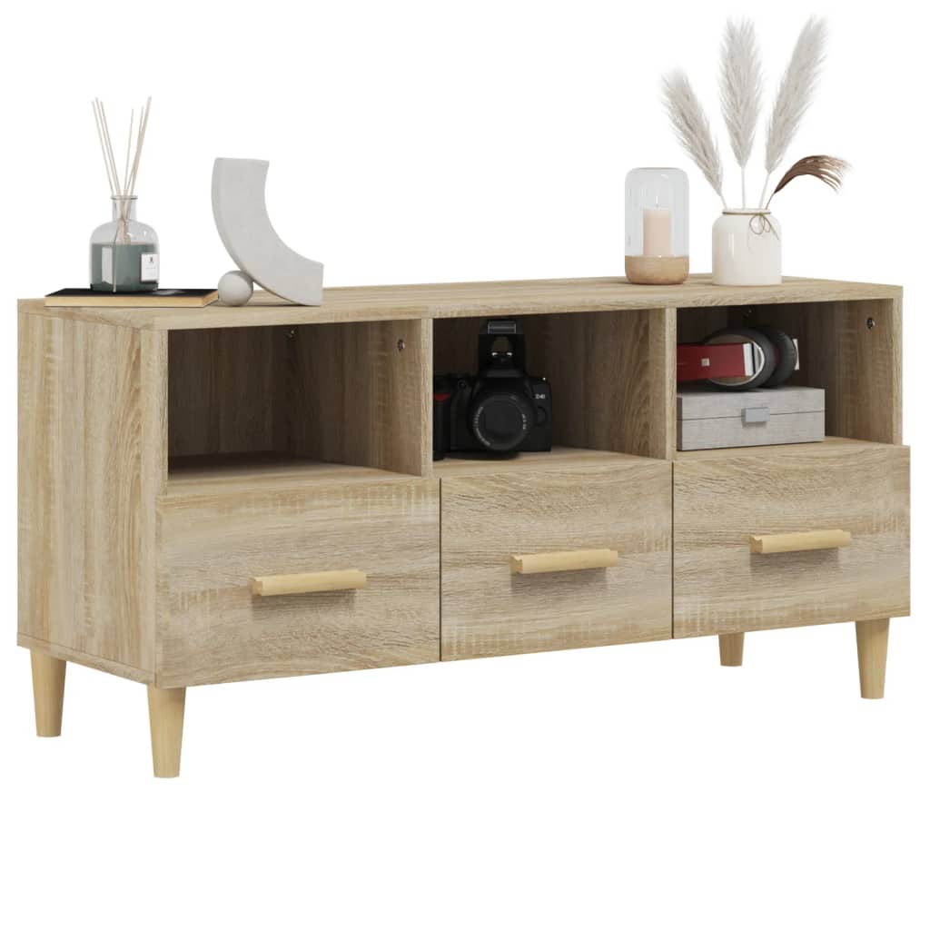 Tv-meubel 102x36x50 cm bewerkt hout sonoma eikenkleurig is nu te koop bij PeponiXL, paradijselijk wonen!