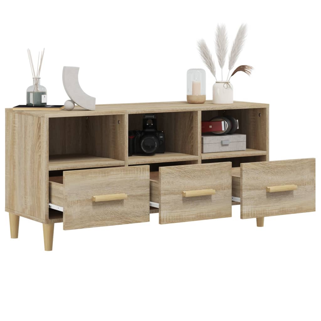 Tv-meubel 102x36x50 cm bewerkt hout sonoma eikenkleurig is nu te koop bij PeponiXL, paradijselijk wonen!
