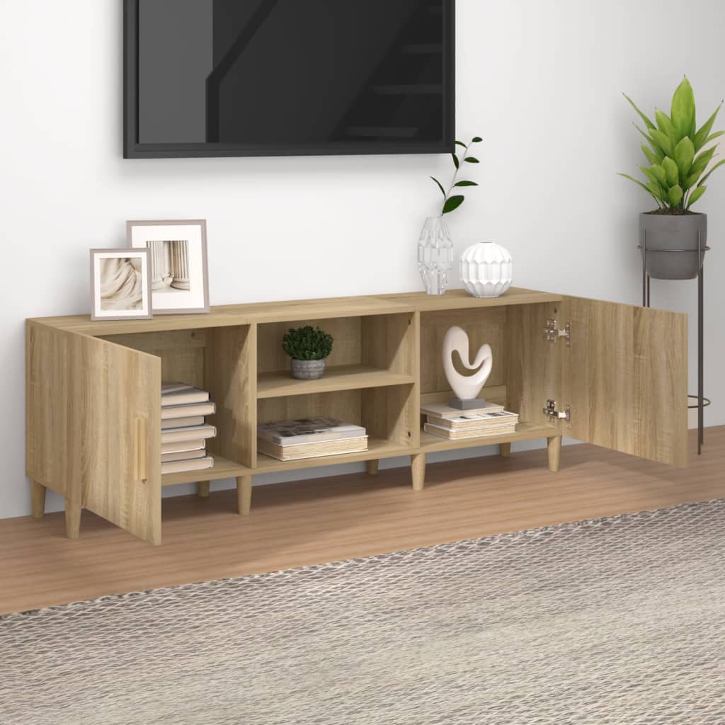 Tv-meubel 150x30x50 cm bewerkt hout sonoma eikenkleurig is nu te koop bij PeponiXL, paradijselijk wonen!