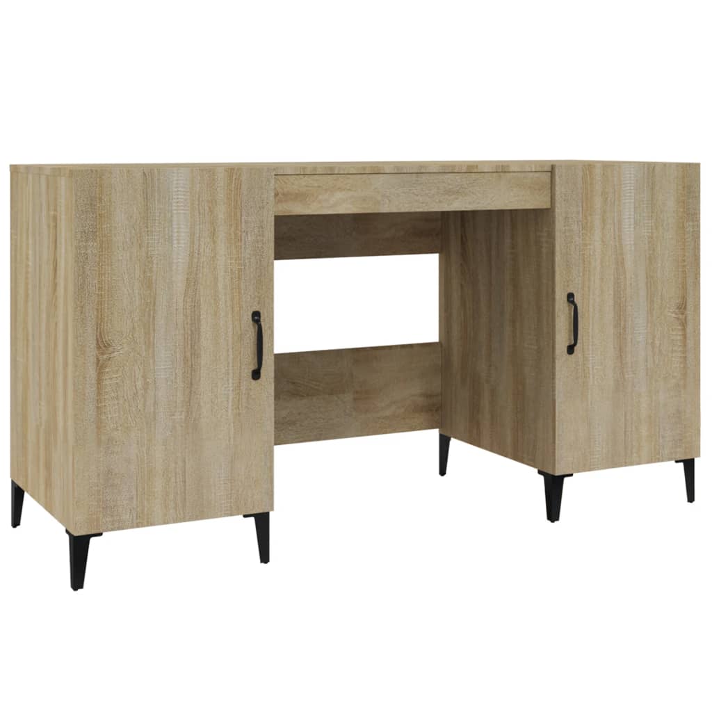 Bureau 140x50x75 cm bewerkt hout sonoma eikenkleurig is nu te koop bij PeponiXL, paradijselijk wonen!