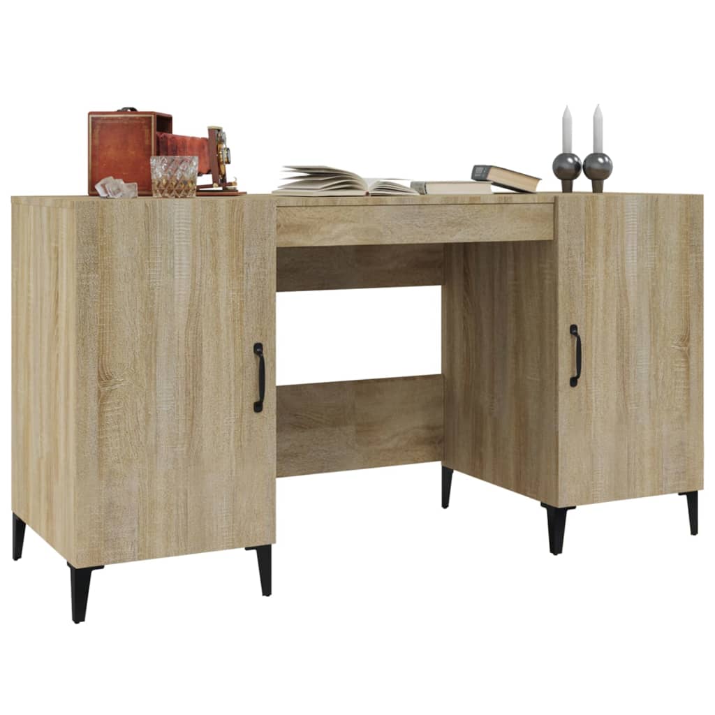 Bureau 140x50x75 cm bewerkt hout sonoma eikenkleurig is nu te koop bij PeponiXL, paradijselijk wonen!