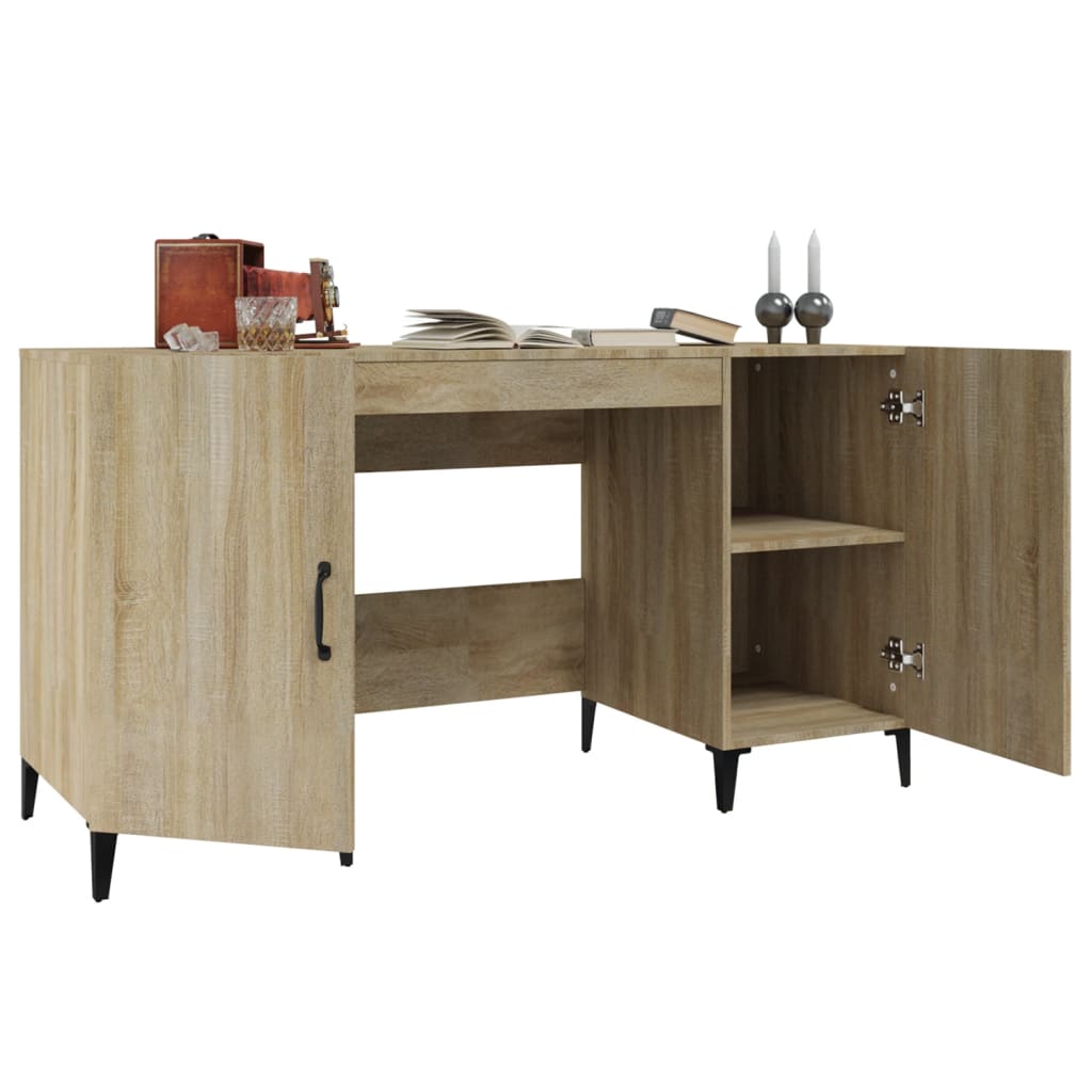 Bureau 140x50x75 cm bewerkt hout sonoma eikenkleurig is nu te koop bij PeponiXL, paradijselijk wonen!