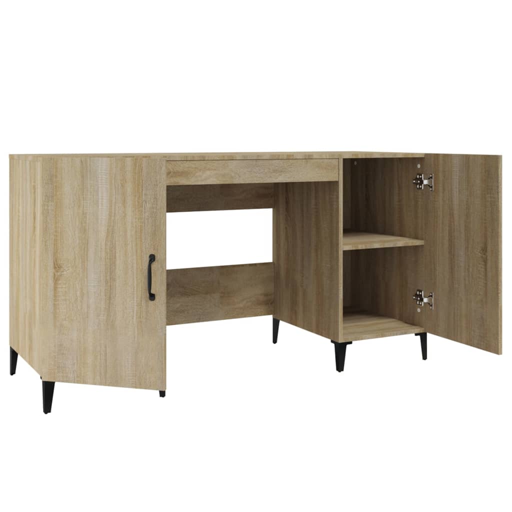 Bureau 140x50x75 cm bewerkt hout sonoma eikenkleurig is nu te koop bij PeponiXL, paradijselijk wonen!