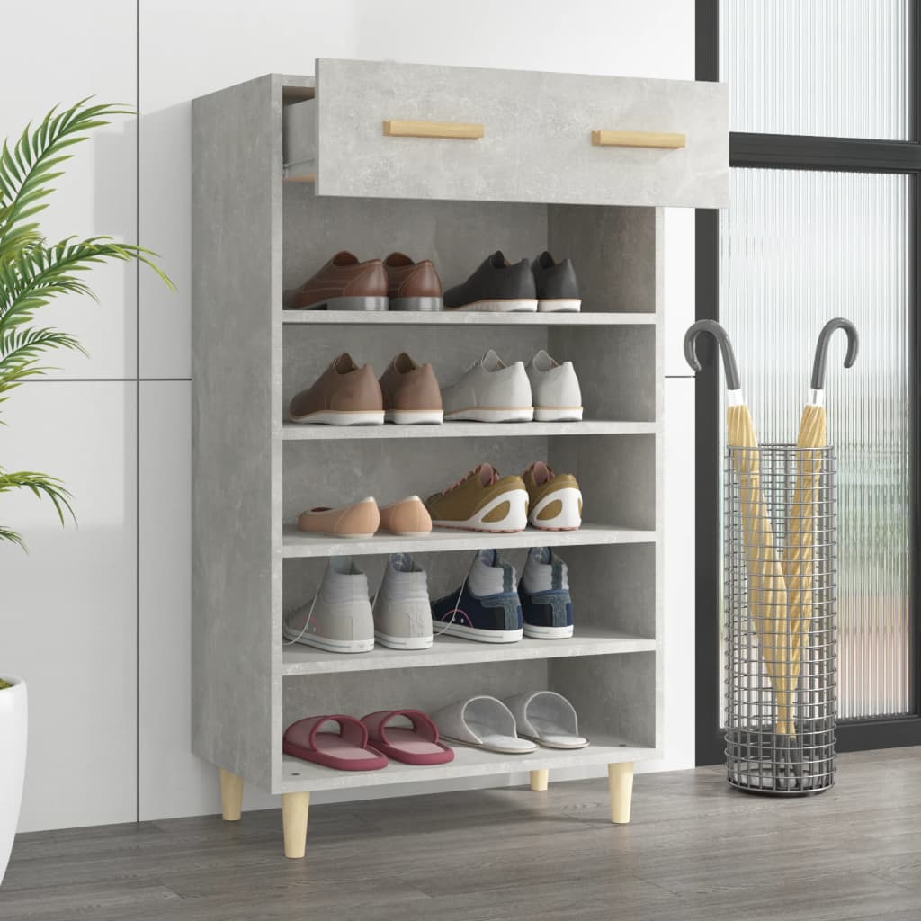 Schoenenkast 60x35x105 cm bewerkt hout betongrijs is nu te koop bij PeponiXL, paradijselijk wonen!