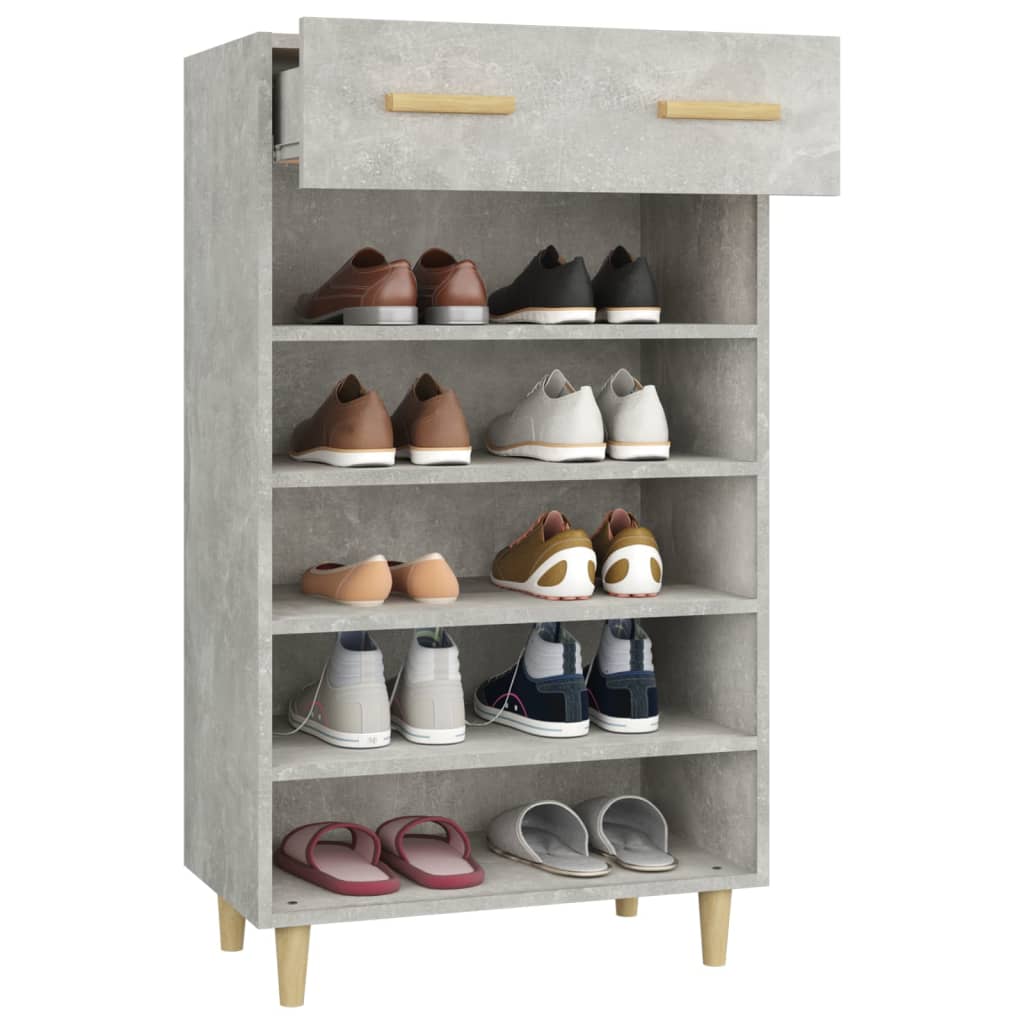 Schoenenkast 60x35x105 cm bewerkt hout betongrijs is nu te koop bij PeponiXL, paradijselijk wonen!
