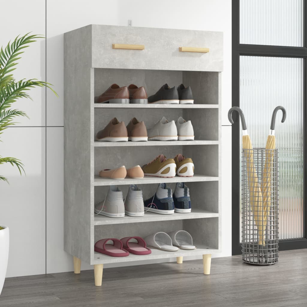 Schoenenkast 60x35x105 cm bewerkt hout betongrijs is nu te koop bij PeponiXL, paradijselijk wonen!