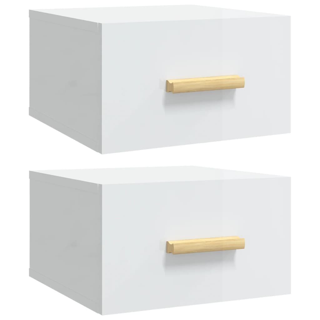 Nachtkastjes 2 st wandgemonteerd 35x35x20 cm hoogglans wit is nu te koop bij PeponiXL, paradijselijk wonen!