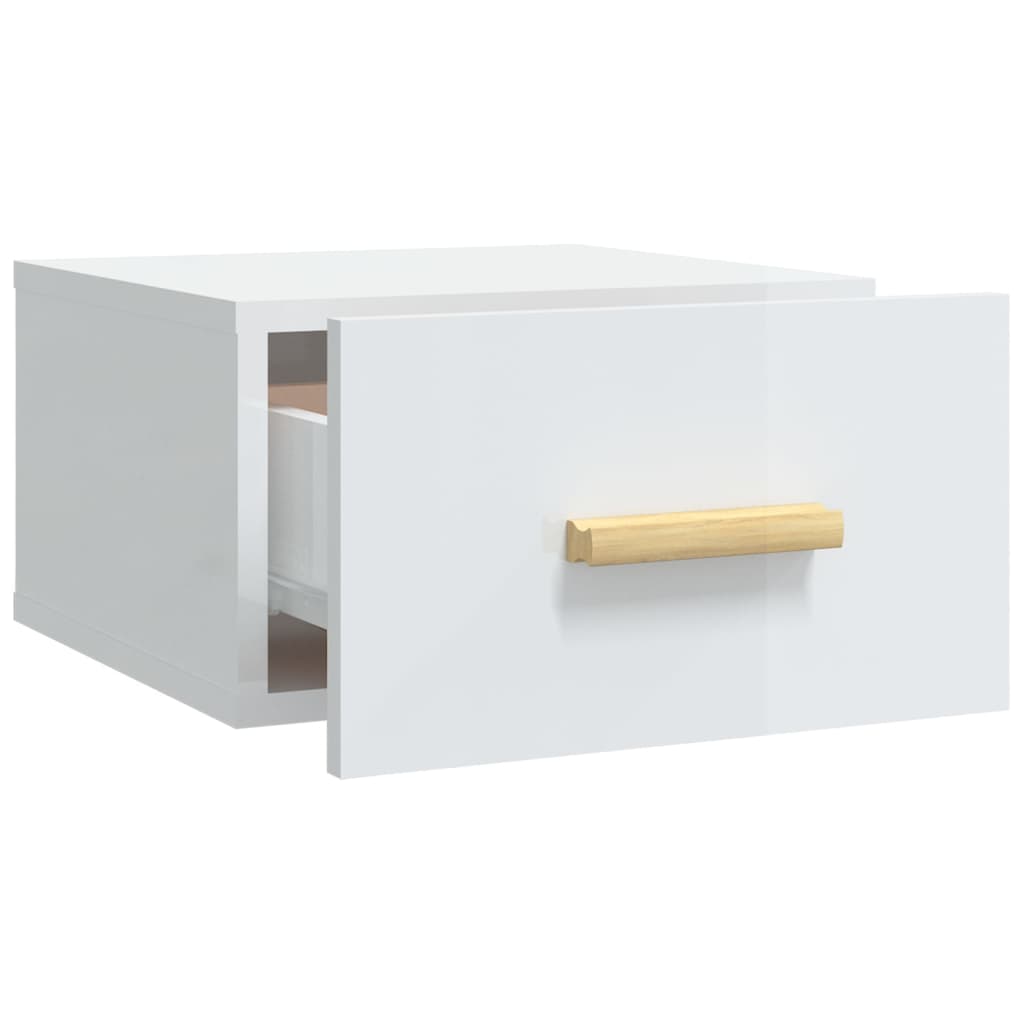 Nachtkastjes 2 st wandgemonteerd 35x35x20 cm hoogglans wit is nu te koop bij PeponiXL, paradijselijk wonen!