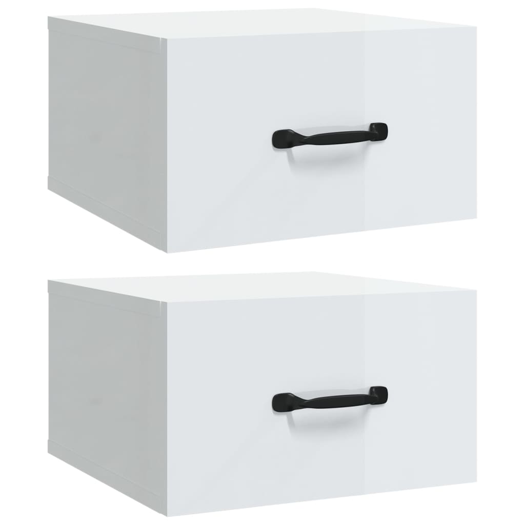 Nachtkastjes 2 st wandgemonteerd 35x35x20 cm hoogglans wit is nu te koop bij PeponiXL, paradijselijk wonen!