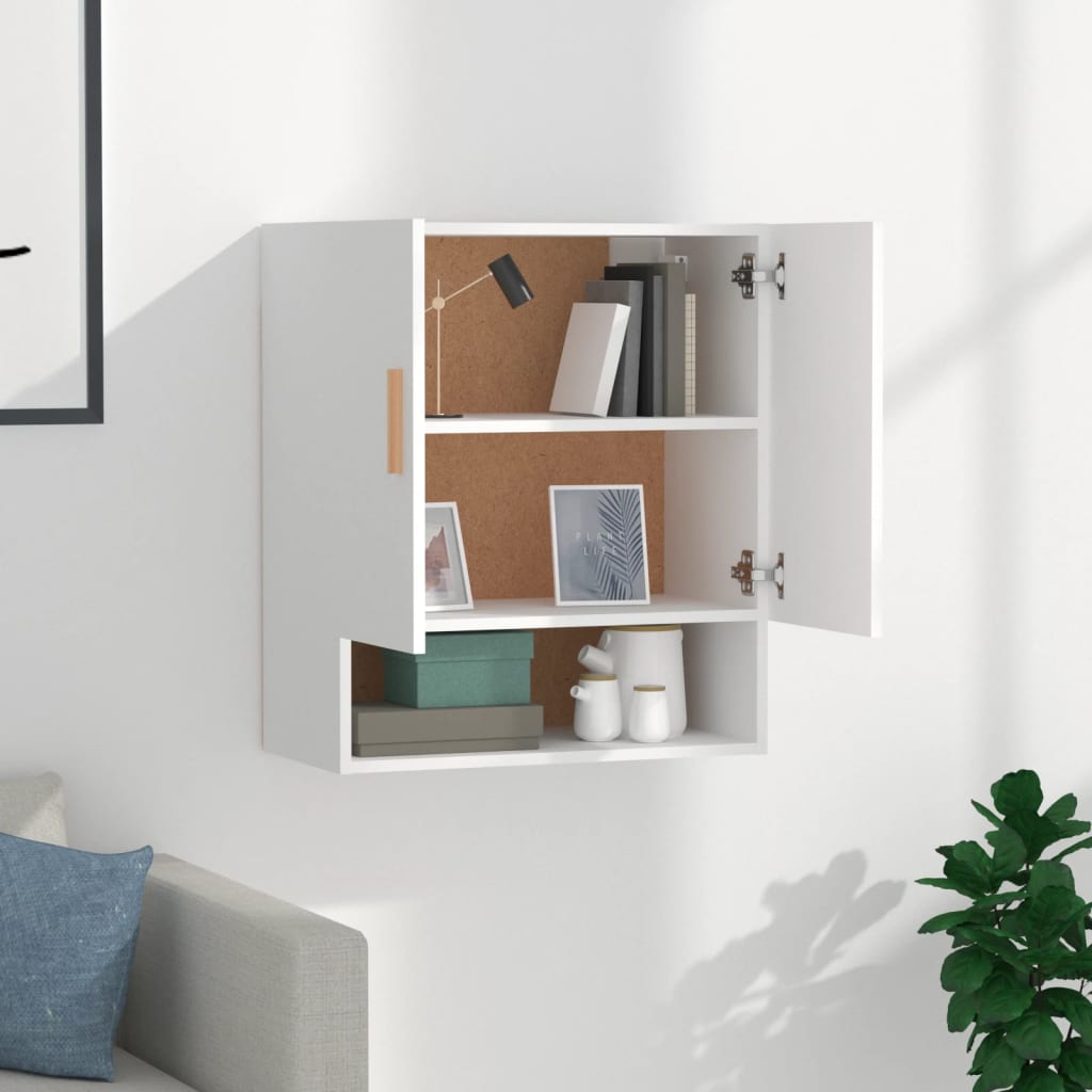 Wandkast 60x31x70 cm bewerkt hout wit is nu te koop bij PeponiXL, paradijselijk wonen!