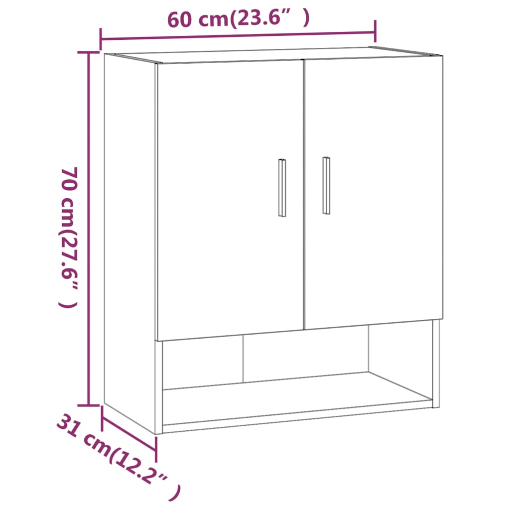 Wandkast 60x31x70 cm bewerkt hout wit is nu te koop bij PeponiXL, paradijselijk wonen!