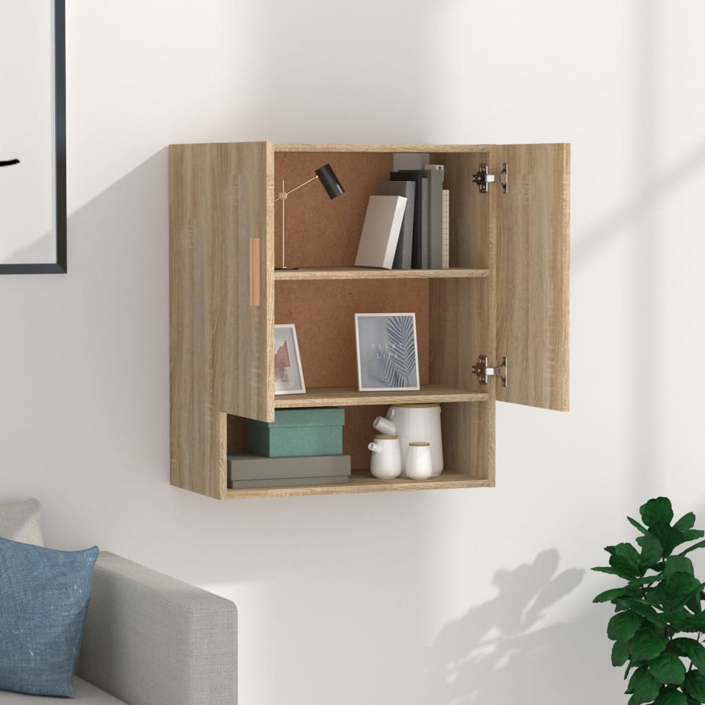 Wandkast 60x31x70 cm bewerkt hout sonoma eikenkleurig is nu te koop bij PeponiXL, paradijselijk wonen!