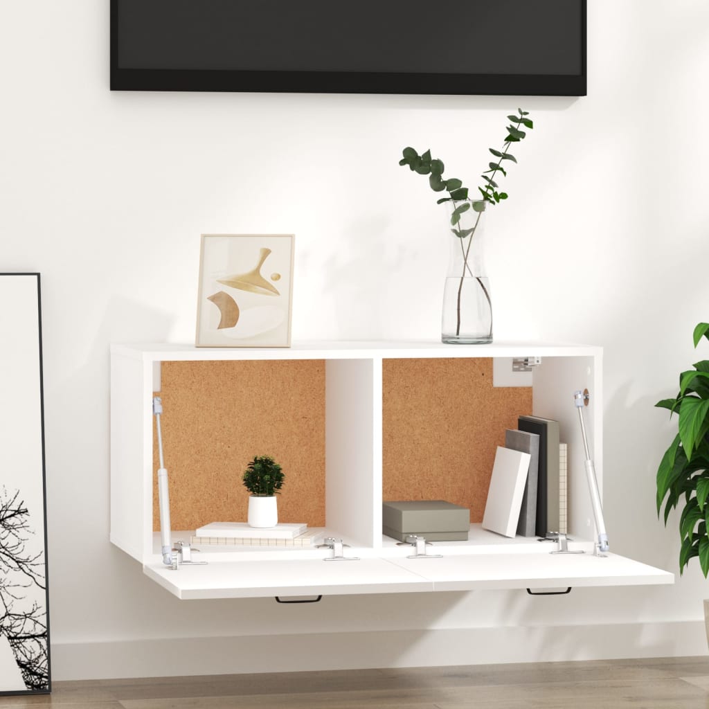 Wandkast 80x36,5x35 cm bewerkt hout wit is nu te koop bij PeponiXL, paradijselijk wonen!