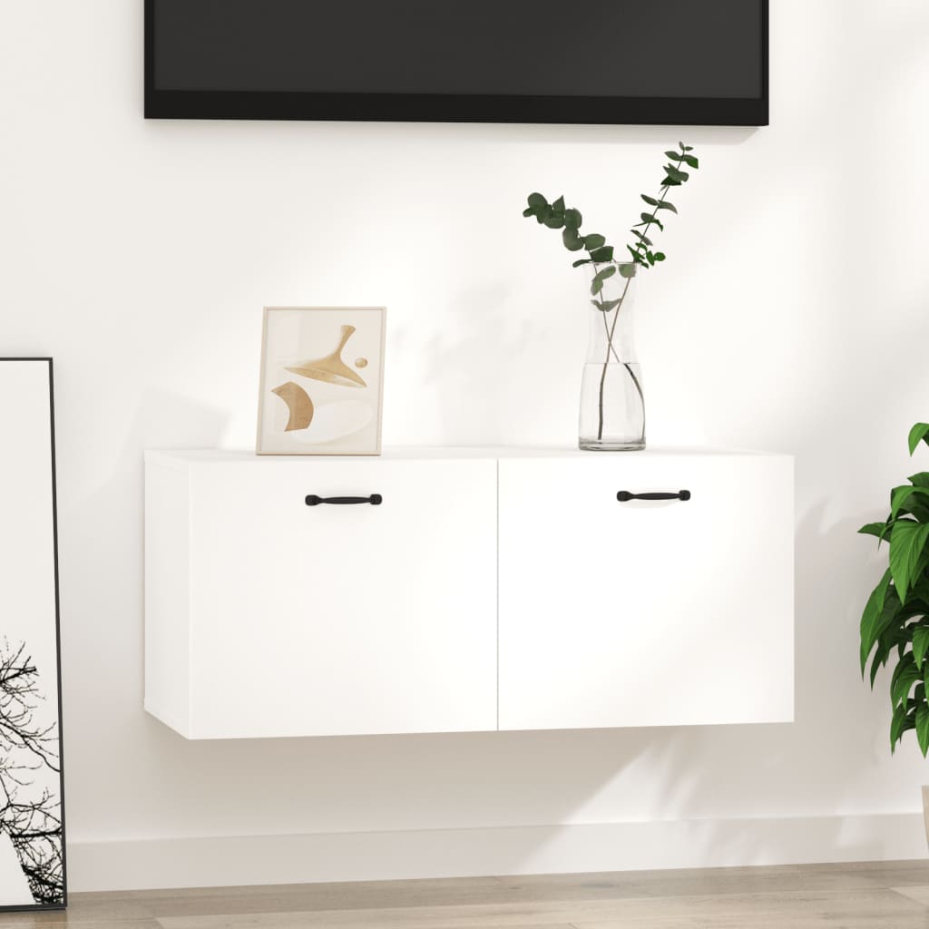 Wandkast 80x36,5x35 cm bewerkt hout wit is nu te koop bij PeponiXL, paradijselijk wonen!