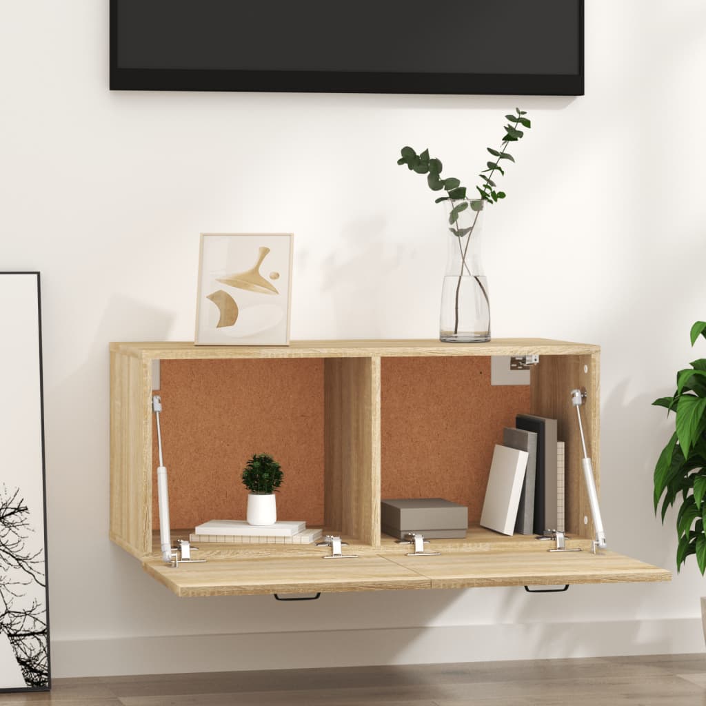 Wandkast 80x36,5x35 cm bewerkt hout sonoma eikenkleurig is nu te koop bij PeponiXL, paradijselijk wonen!