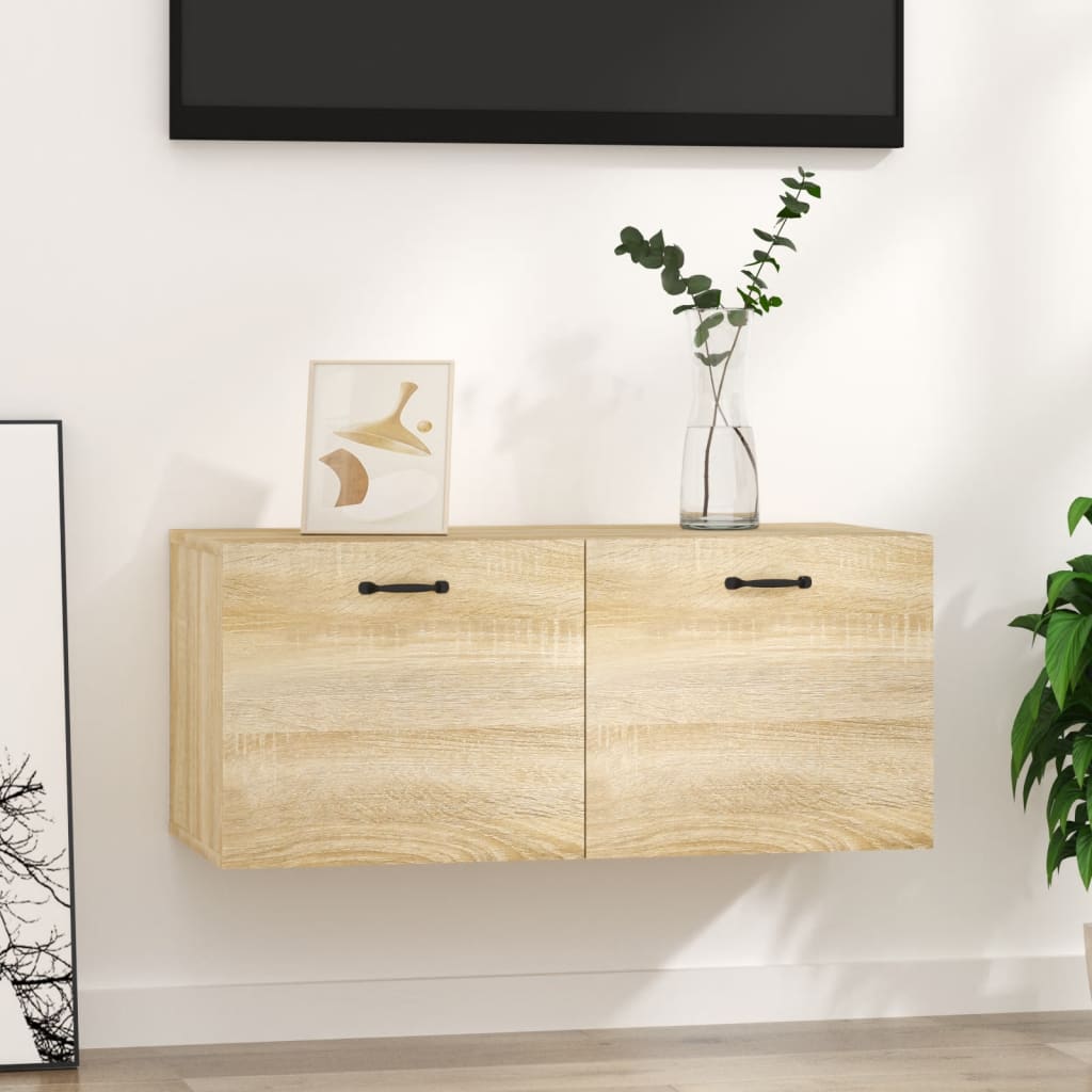 Wandkast 80x36,5x35 cm bewerkt hout sonoma eikenkleurig is nu te koop bij PeponiXL, paradijselijk wonen!