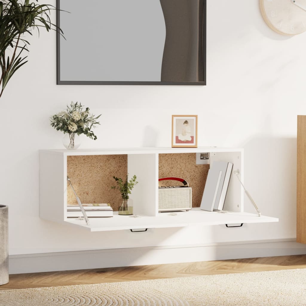 Wandkast 100x36,5x35 cm bewerkt hout wit is nu te koop bij PeponiXL, paradijselijk wonen!