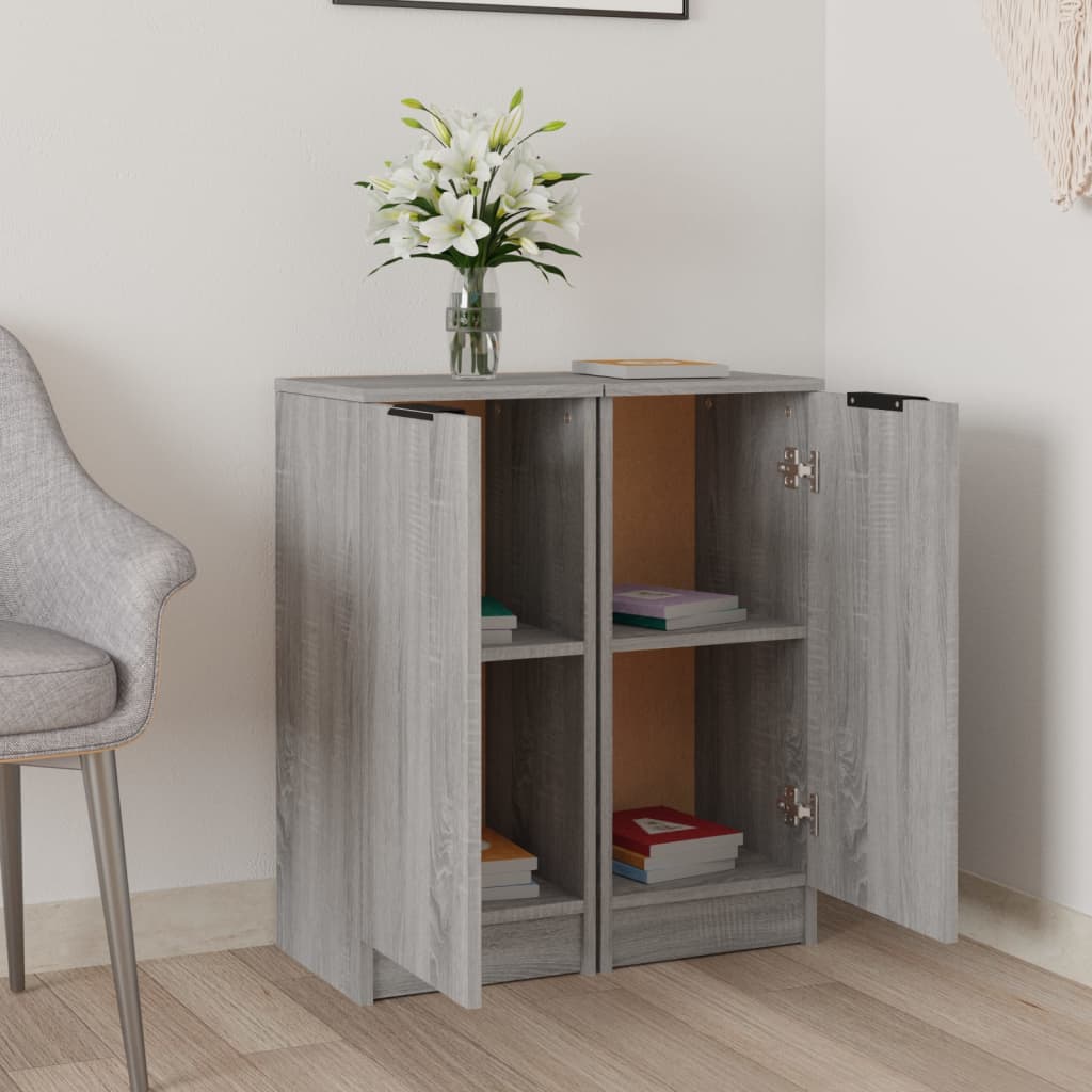Dressoirs 2 st 30x30x70 cm bewerkt hout grijs sonoma eikenkleur is nu te koop bij PeponiXL, paradijselijk wonen!