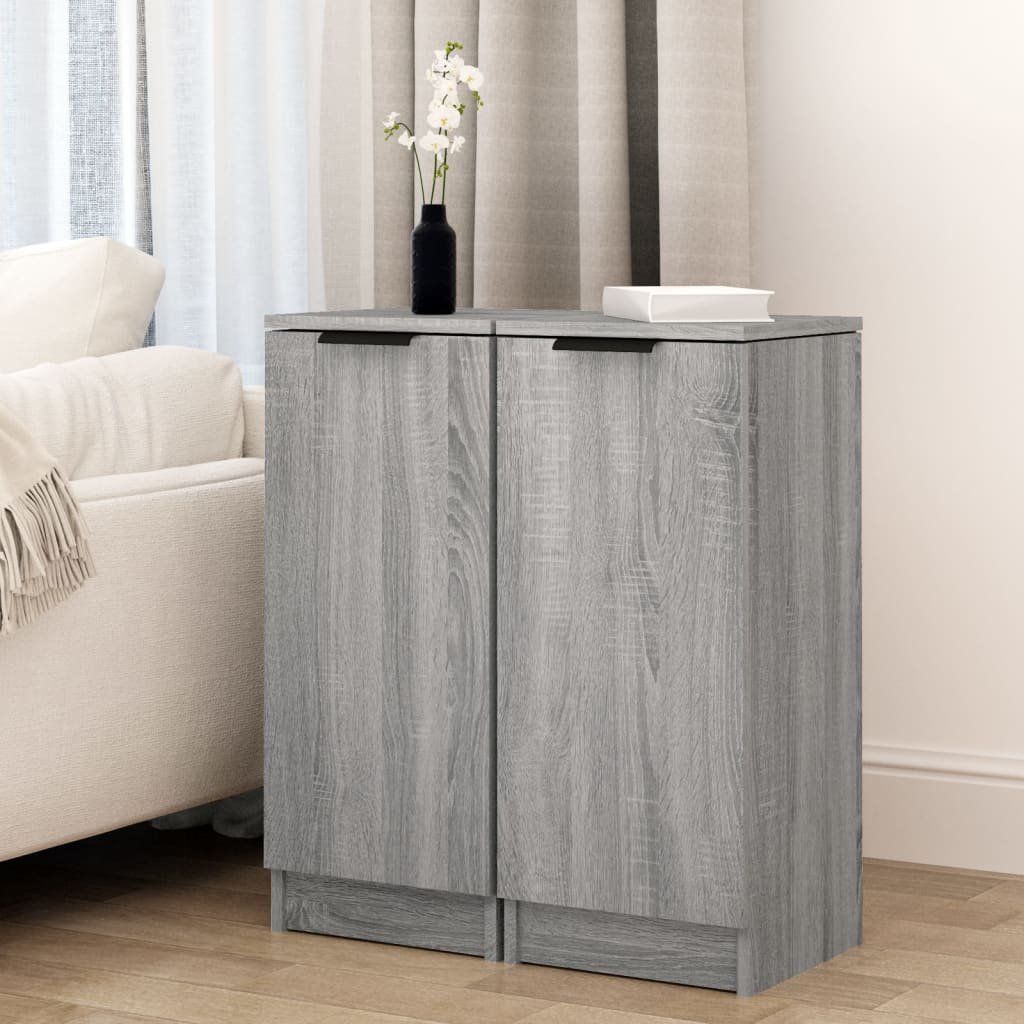 Dressoirs 2 st 30x30x70 cm bewerkt hout grijs sonoma eikenkleur is nu te koop bij PeponiXL, paradijselijk wonen!