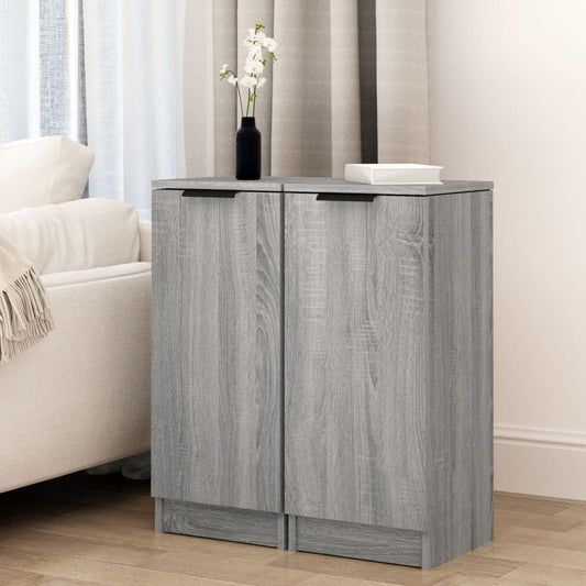 Dressoirs 2 st 30x30x70 cm bewerkt hout grijs sonoma eikenkleur is nu te koop bij PeponiXL, paradijselijk wonen!
