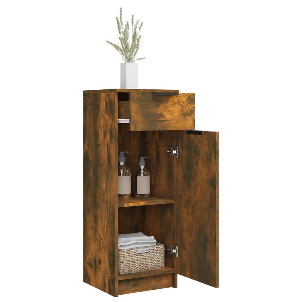 Badkamerkast 32x34x90 cm bewerkt hout gerookt eikenkleurig is nu te koop bij PeponiXL, paradijselijk wonen!