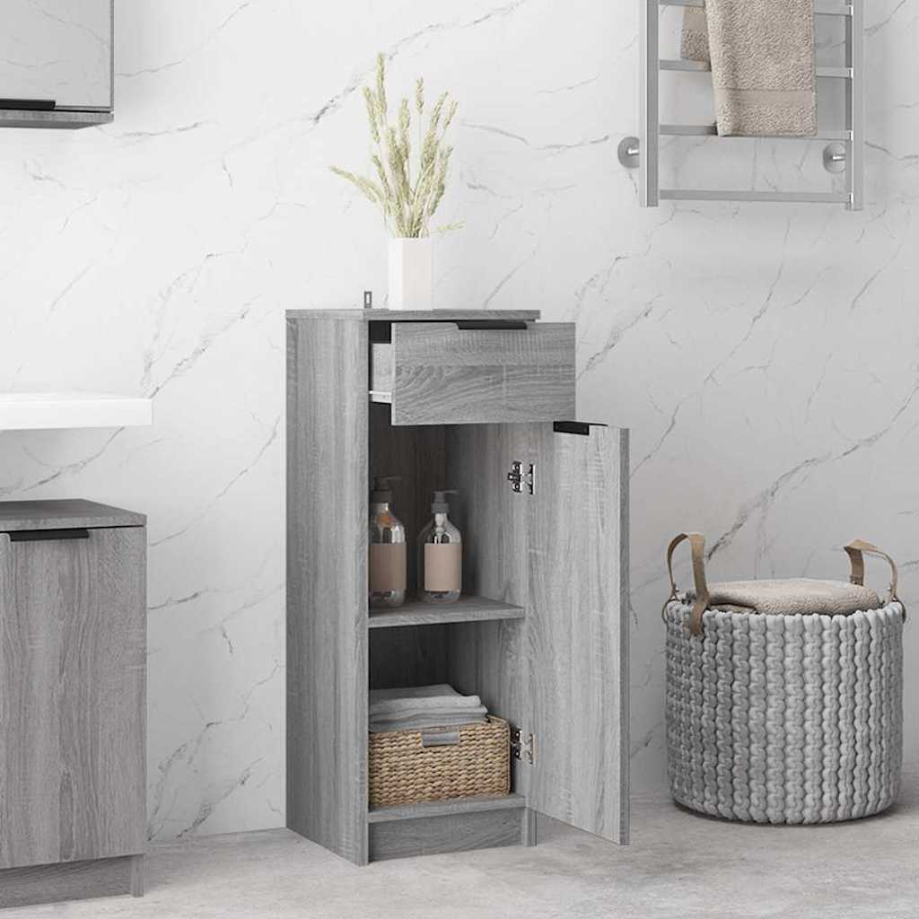 Badkamerkast 32x34x90 cm bewerkt hout grijs sonoma eikenkleurig is nu te koop bij PeponiXL, paradijselijk wonen!