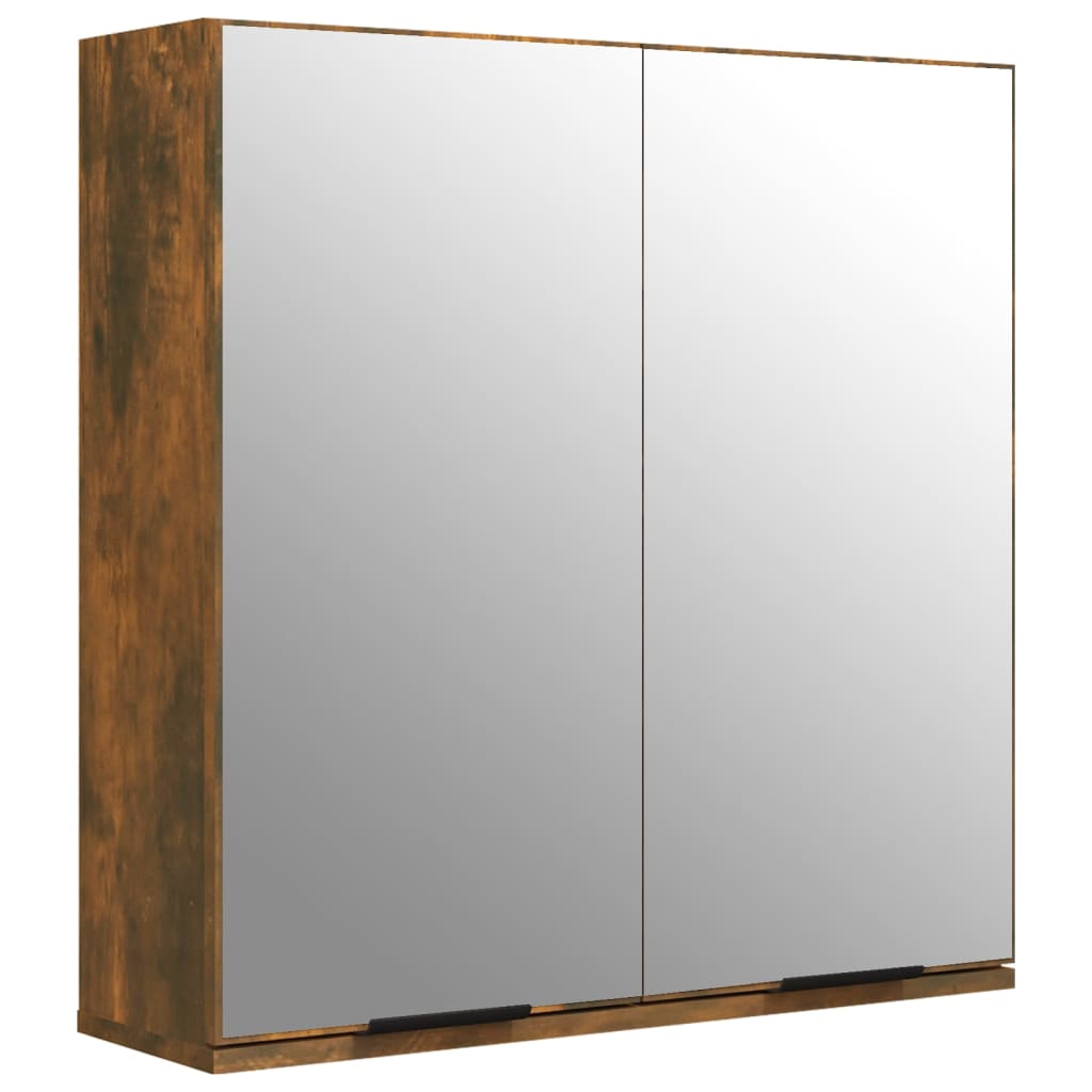 Badkamerkast met spiegel 64x20x67 cm gerookt eikenkleurig is nu te koop bij PeponiXL, paradijselijk wonen!