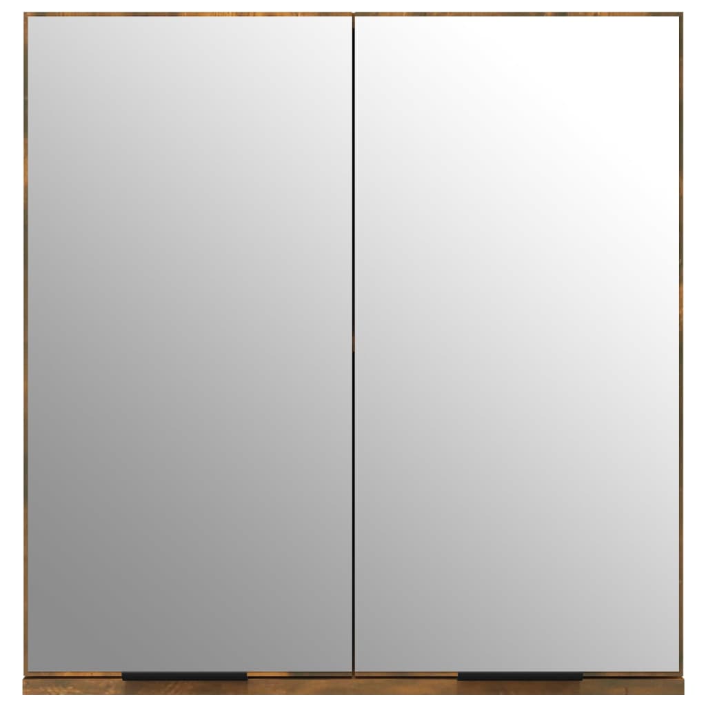 Badkamerkast met spiegel 64x20x67 cm gerookt eikenkleurig is nu te koop bij PeponiXL, paradijselijk wonen!