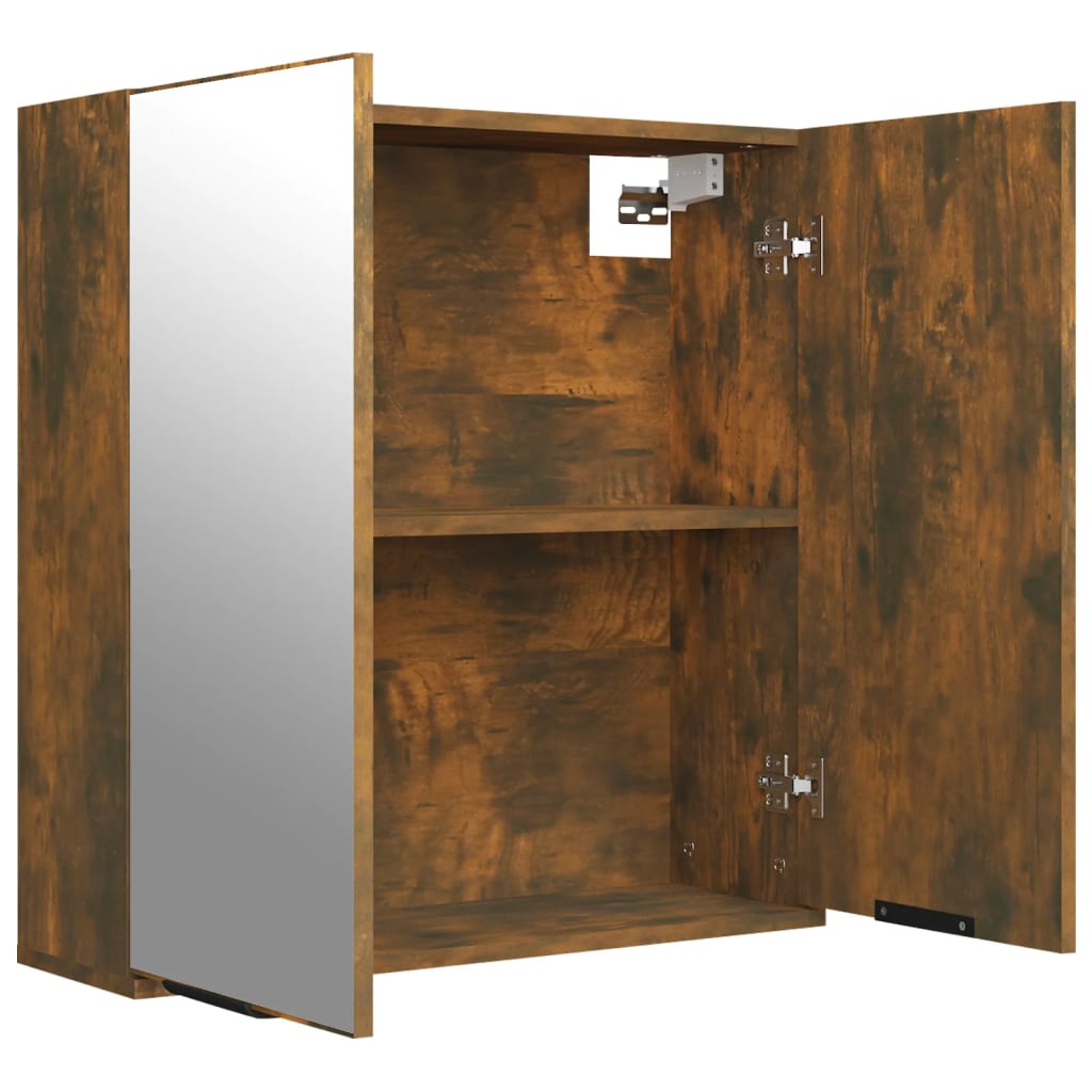 Badkamerkast met spiegel 64x20x67 cm gerookt eikenkleurig is nu te koop bij PeponiXL, paradijselijk wonen!