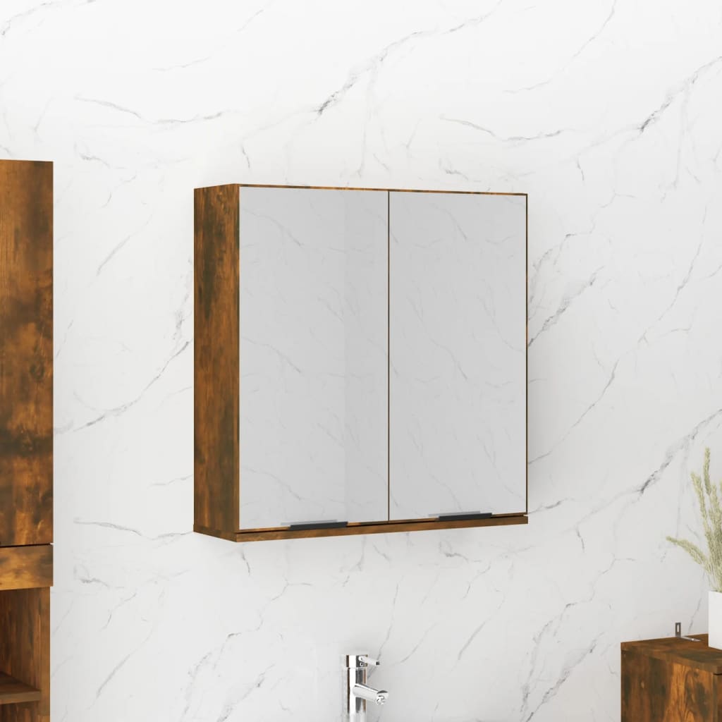 Badkamerkast met spiegel 64x20x67 cm gerookt eikenkleurig is nu te koop bij PeponiXL, paradijselijk wonen!
