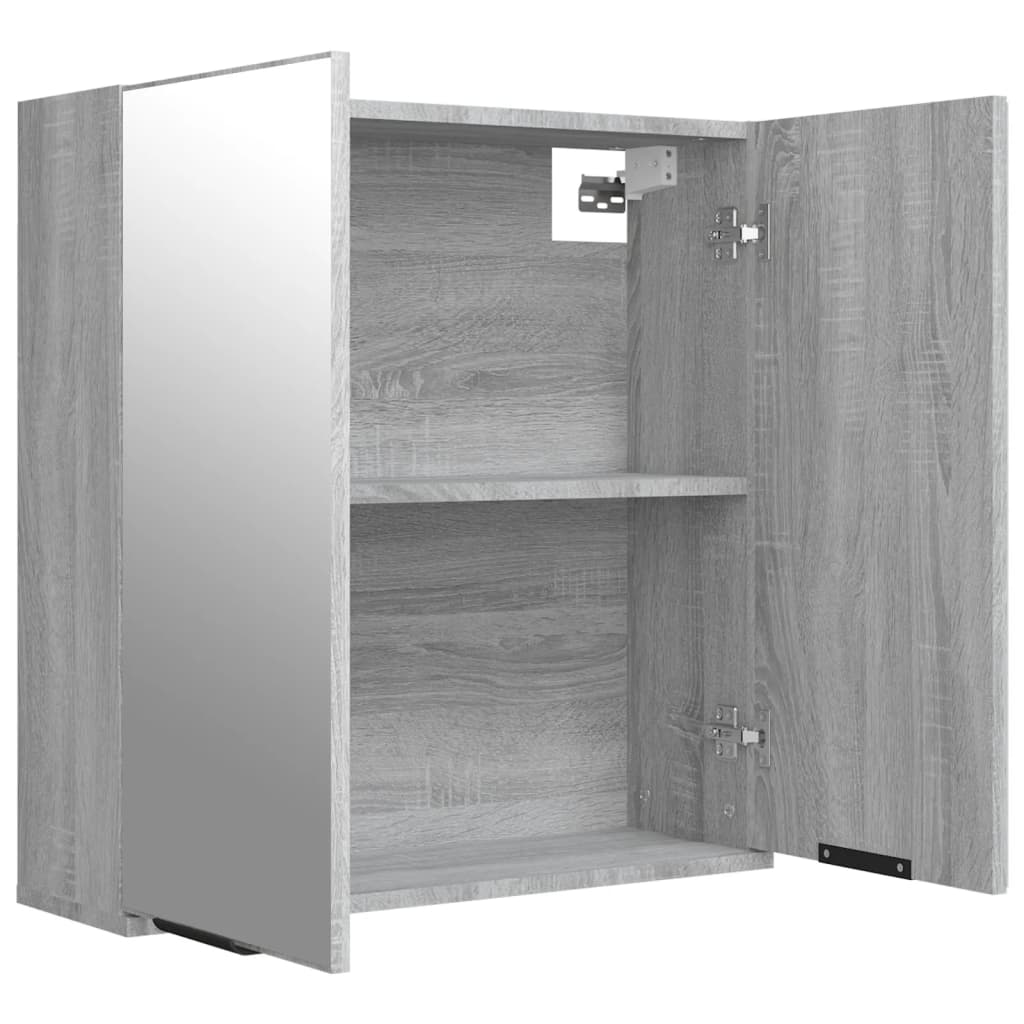 Badkamerkast met spiegel 64x20x67 cm grijs sonoma eikenkleurig is nu te koop bij PeponiXL, paradijselijk wonen!