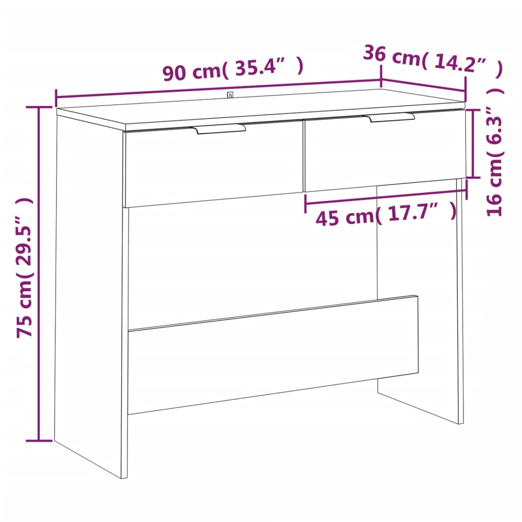 Wandtafel 90x36x75 cm bewerkt hout grijs sonoma eikenkleurig is nu te koop bij PeponiXL, paradijselijk wonen!